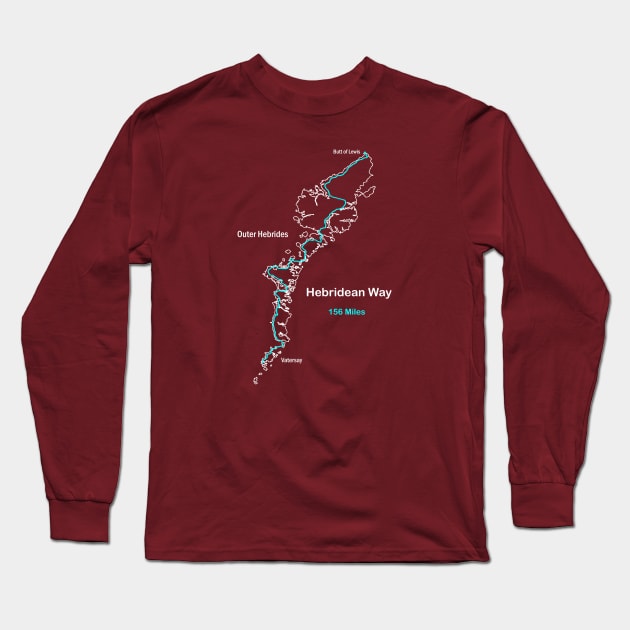 Route Map of Scotland's Hebridean Way Long Sleeve T-Shirt by numpdog